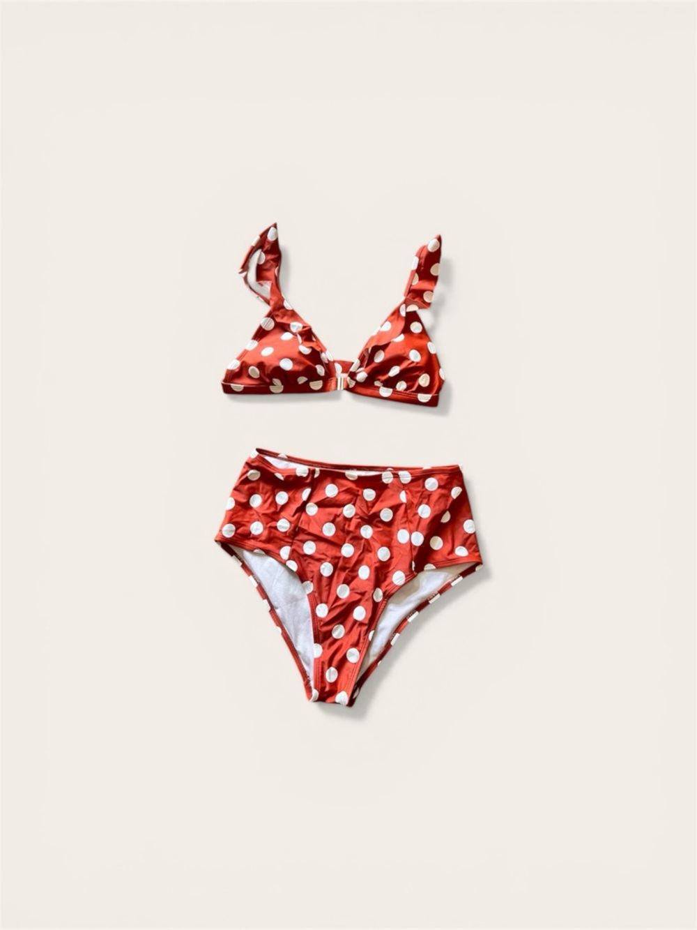 Xhilaration Red & White Polka Dot High-Waist Bikini